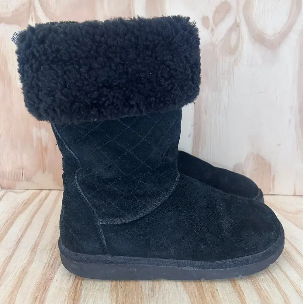 UGG Australia -Tall Shearling Quilted Diamond -Boots -Black -Women's-10-S/N 5342